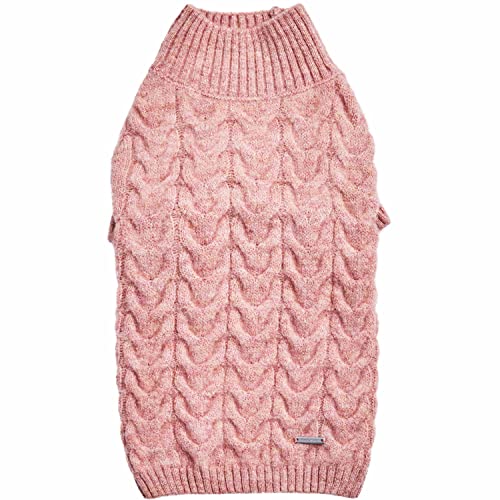 Blueberry Pet Classic Fuzzy Textured Knit Pullover Turtle-Neck Dog Sweater in Rainbow Pink, Back Length 14", Pack of 1 Clothes for Dogs - color: Rainbow Pink, Turtle-neck, size: 14 inch