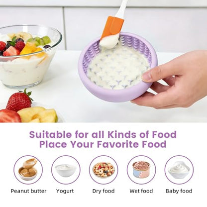 Dog Slow Feeder Licking Bowl,Freezeable Anxiety Relief Treat Dispenser, Non-Slip Anti-chocking Pet Dish, Interactive Puzzle Toy for Small Medium Breed,Freezable BPA Free Silicone Dishwasher Safe - color: purple, size: S