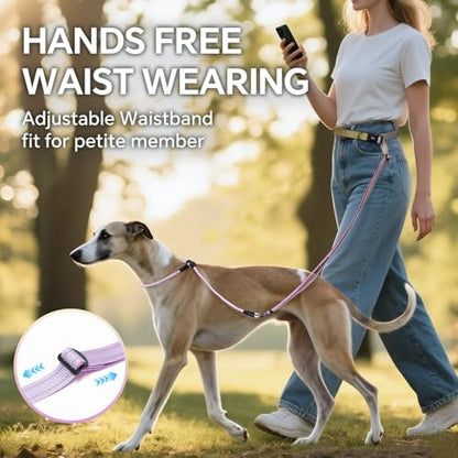 QQPETS Adjustable Slip Lead Dog Leash, Hands Free Waist Leash for Dog Walking, Reflective Training Lead with 360° Swivel Anti-Tangle, 4-7 ft Length for All Breeds - color: Yellow-purple Gradient