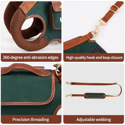 Wakytu Dog Lift Harness Dog Carrier Sling for Small Dogs & Cats,S | stylish puppy sling carrier with handle & pocket,adjustable leash,walking & travel - color: 1.0 Green, size: Small(4-8 LBS)
