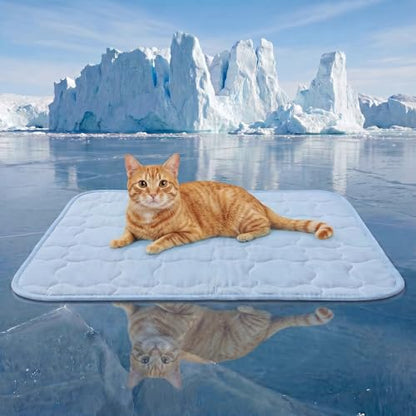 Pet Cooling Mat for Dogs, Breathable & Washable Cat Cooling Mat, Thin & Portable Dog Bed for Crate Kennel Car Sofa Floor, Q-Max>0.4 Indoor Outdoor Summer Use, 24x18, Blue - size: 24" x 18" (S)