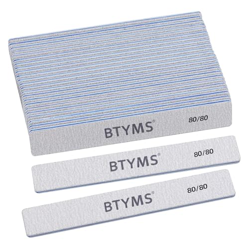 BTYMS 80/80 Grit Nail File - Professional Double-Sided Coarse Emery Boards for Shaping Acrylic & Gel Nails - size: 80/80 Grit(25 Count)