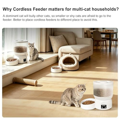 Automatic Cat Feeder with 270-Day Battery Life, Rechargeable Auto Cat Feeder with Slow Feed Mode & Very Quiet Dispensing, 2.5L Bluetooth Small cat Food Dispenser for Cats & Small Dogs