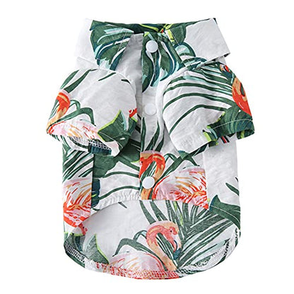 Tangpan Summer Pet Daisy Hawaiian Beach Plaid Print Shirts Clothes for Dog S09 White M - color: Y White, size: Medium