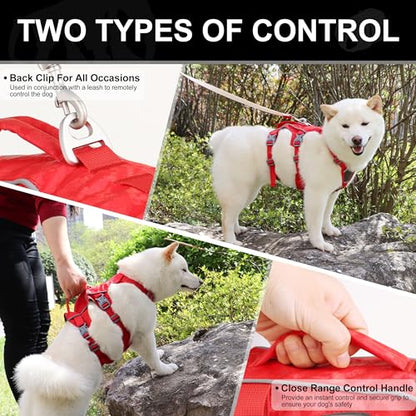 Escape Proof Dog Harness, Lightweight Full Body Pet Vest with Lift Handle and Leash Clip, Reflective Adjustable Small Dog Harness for Daily Walking(Red,Chest:14-22") - color: Red, size: XS: Chest 14-22", Fit 8-12 lbs