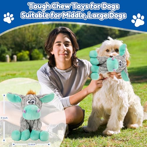 loncoldy Dog Toys, Interactive Dog Squeaky Toys, Tough Crinkle Stuffed Animal Chew Toy for Small, Medium, Large Breeds, Plush Toy to Keep Them Busy, Pet Toys for Dogs - color: lake blue