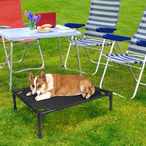 Elevated Dog Bed - Foldable Pet Cot with Canopy, Portable Durable Oxford Fabric Bed, Removable Cover for Camping Beach Trips, Lightweight Travel-Friendly Pet Lounger, Extra Carrying Bag Included - size: pet camp bed
