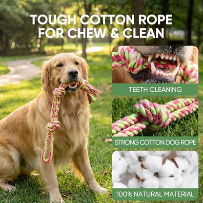 Aitmexcn Dog Rope Toys for Small and Medium Dogs, 10 Pack Puppy Teething Cotton Chew Tug Ropes, Indoor Outdoor Interactive Tug of War Toy Set, Sturdy Knot Toys for Dental Care and Boredom Relief - size: 10 Pack-Small