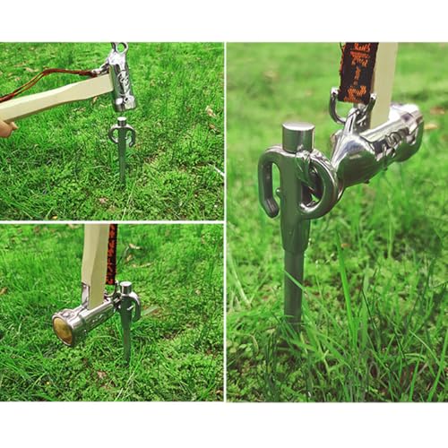 Luxshiny Outdoor Tent Stake and Puppy Tie Out Stake, Heavy Duty Metal Camping Ground Nail for Dog Tie-Down, Portable Pet Camping Anchor for Outdoor Use