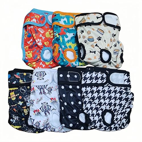 Washable Dog Diapers (7 Pack), Doggie Diapers, Premium Female Dog Diapers (L) - size: L