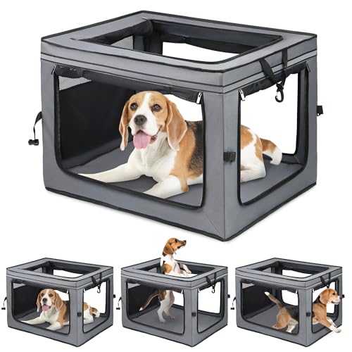 Portable Dog Crate Soft Dog Crate 22",30",36",42" Foldable Basic Dog Crates Easy Set-up, Light, Sturdy, Comfy，Collapsible Crate for Home and Travel (36Inch) - size: 36Inch