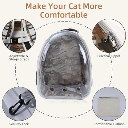 TOYSINTHEBOX Cat Backpack Carrier Back Expandable Bubble Pet Carrier Backpack for Large Cat, Kitten and Dog, Designed for Hiking, Camo - color: Camo