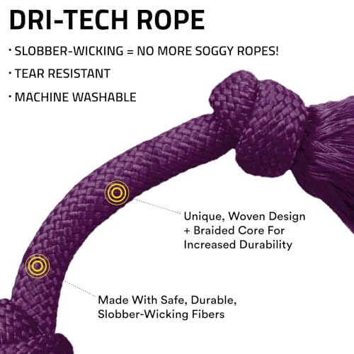 Playology Dog Toys | Dri-Tech Rope Tug of War Dog Toy for Tough Chewers | Bacon Scented Jumbo Tug Rope Toys for Large Dogs - size: Jumbo, style: Bacon