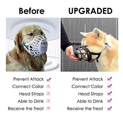Mayerzon Basket Dog Muzzle for Small Medium Large Dogs, Breathable Silicone Muzzle for Anti-Biting and Anti-Chewing with Soft Padded and Adjustable Head Strap Allows Drinking(#4) - size: Size4-Snout 11-12.5 in