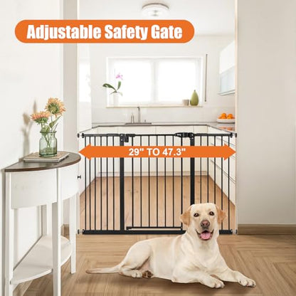 keny Extra Wide Baby Gate - Auto Close Safety Gate, Pressure Mounted, 29"-47.3", 30" Tall, Black - color: Black, size: 29-47.3"Wide, 30"Tall