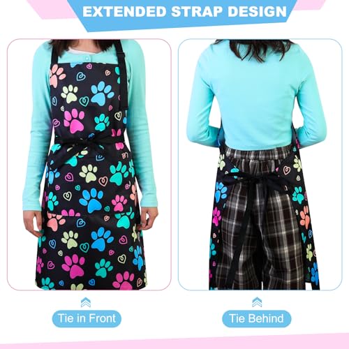 Dog Grooming Waterproof Apron with 2 Pockets, Cute Animals Puppy Dog Pets Apron - style: Colorful Dog Paw