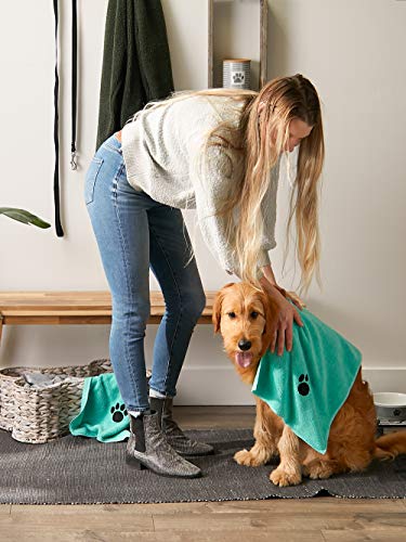 Bone Dry Pet Grooming, Embroidered Microfiber Towel Drying Collection, 15x30, Aqua - color: Aqua, size: 15x30"