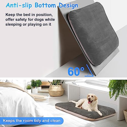 Magic Dog Super Comfy Dog Bed for Large Dogs, 47" Extra Large Washable Dog Bed with Removable Cover, Anti-Slip Bottom & High-Density Foam, Jumbo Size XL Dog Mattress - color: Grey, size: 47.0"L x 39.0"W x 5.0"Th