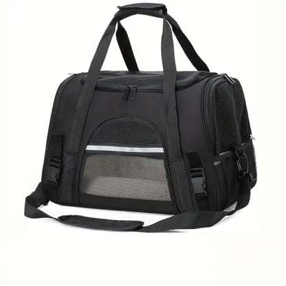 Cat Carrier Bag, Airline Approved Soft Carrier for Cats & Small Dogs | Airline approved pet carrier for pets under 15lb, breathable mesh with privacy cover, lightweight, foldable & washable - color: Black