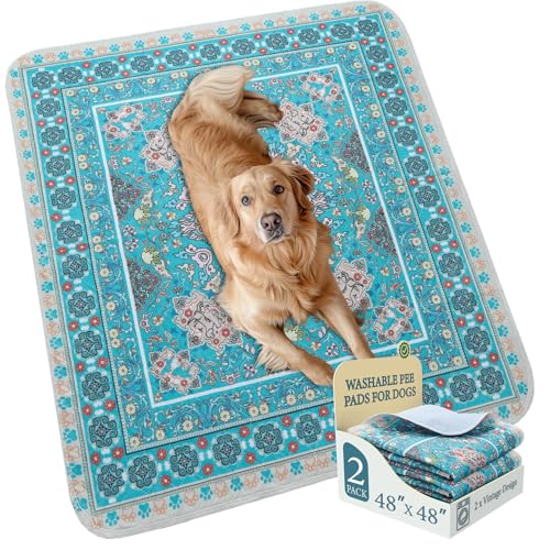 Homimp Washable Pee Pads for Dogs,Extra Large 2 Pcs Reusable Puppy Pads Waterproof,Absorbent and Leakproof Dog Pee Pads,Non Slip Puppy Training Pads,Pet Mat for Floor,Crate,Couch,Whelping,Blue 48"x48" - size: 48"x48"(Pack of 2)
