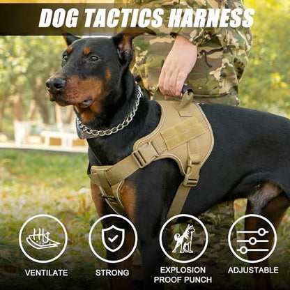 Tactical Dog Harness for Medium Large Dogs,No-Pull Dog Harness, Smart Fit Reflective Pet Walking Harness for Training,Dog Vest Harness with Handle (XL (Neck:22"-30" ; Chest:27"-37") 61-88lb) - size: XL (Neck:22"-30" ; Chest:27"-37") 61-88lb