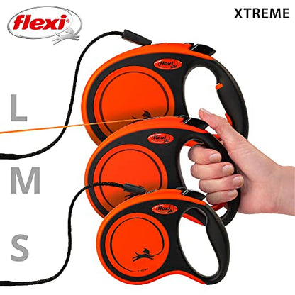 FLEXI® Xtreme Tape Retractable Dog Leash, Large, 16 ft - Orange/Black | German engineered, original flexi leash, durable quality for dogs up to 143 lbs, tangle-free, walking, reliable brake system - size: Large