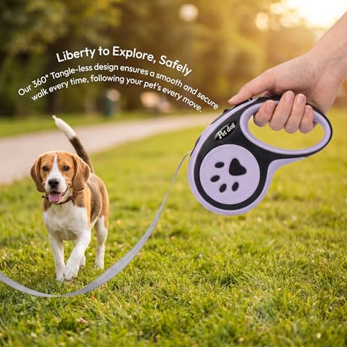 2Pack Retractable Dog Leash for Small Medium Dogs One-Click Brake & Lock Anti-Slip Ergonomic Handle 360° Tangle-Free Zinc Alloy Hook Durable ABS Casing-9.84feet Black - color: Black, size: 2
