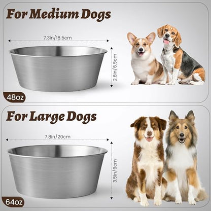 Heavy-Duty Stainless Steel Dog Bowl - Food Grade 304, Rustproof & BPA Free - Easy to Clean, Dishwasher Safe -Medium (48oz, 6 Cups) for Dogs 40-80lbs - color: Basic Bowl, size: 6 Cups
