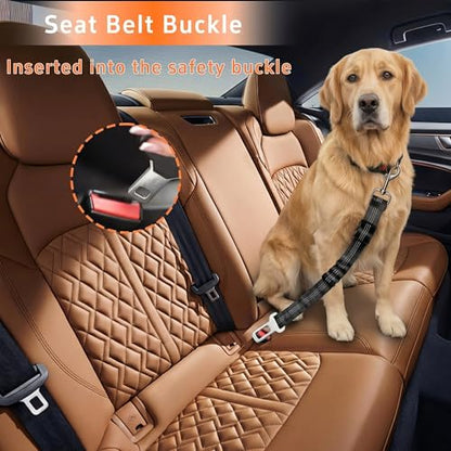 2-Pack Reflective Retractable Pet Seat Belt – Nylon Dog Tether, Adjustable Strap, Attaches to Headrest or Seat Belt – Safe for Small to Large Dogs, Fits Sedans, Trucks, SUVs (Black + Gray) - color: Black + Gray