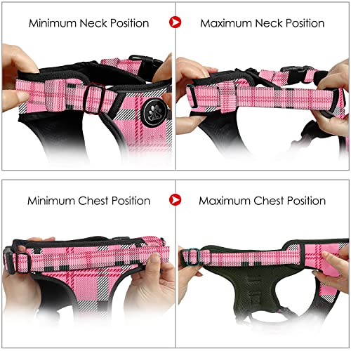 NESTROAD No Pull Dog Harness with Leash, Reflective No Choke Pet Vest Harness,Adjustable Soft Padded Dog Harness with Easy Control Handle for Small Dogs(Checkered Pink,Small) - color: Checkered Pink, size: 【S】neck 11-15" chest 15-21"