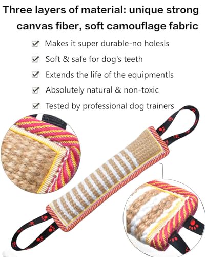 Clysoru Dog Tug Toy Tough Jute Bite Pillow Lasting Training Equipment Puppy to Large Dogs Interactive for Large and Small - color: Pink footprint