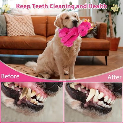 Letsmeet Dog Toys for Large Plush Dog Chew Toy with Squeaker and Crinkle Paper, Interactive Puppy Toys to Reduce Boredom and Anxiety, Tough Tug of War Pet Toys for Small, Medium and Large Dogs - color: Red