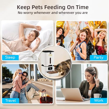 Automatic Cat Feeder, 7L Food Dispenser with Smart APP Control, WiFi Timed Pet Feeder, Programmable Timer, Dual Power Supply, Detachable for Easy Cleaning, for Cats Small Pets - color: White-1b