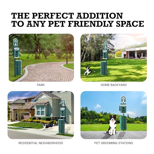 ALAGPRO® NEW 2026 Dog Waste Station Outdoor Pet Waste Station with Hand Sanitizer Bottle, Commercial Dog Poop Station with Free 400 Roll, 200 Pull Waste Bags & 50 Can Liners for Backyard, Park & HOA's