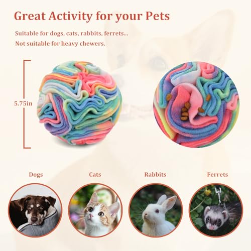 Ablechien Snuffle Ball for Dogs, Puppy Treat Toy, Interactive Foraging Puzzle Ball Toy, Enrichment Toys for Large Dogs, Sniffle Interactive Treat Balls - color: Chromatic