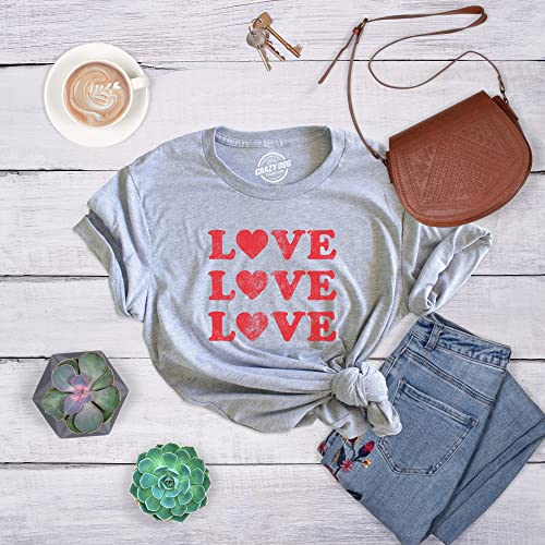 Womens Valentines Shirts Cute Heart T Shirts Funny Valentines Day Tees for Ladies - color: Light Heather Grey - Love 3x, size: X-Large
