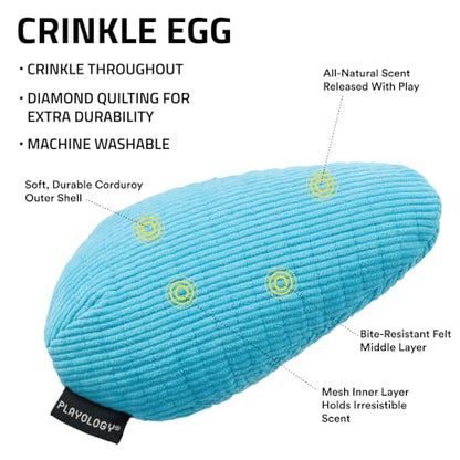 Playology Dog Toys | Plush Toy Crinkle Egg for Large Dogs | Peanut Butter Scented Jumbo Plush Chew Toy - size: Jumbo Egg, style: Peanut Butter