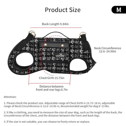 Wakytu Dog Lift Harness Dog Carrier Sling for Small Dogs & Cats,M | stylish puppy sling carrier with handle & pocket,adjustable leash,walking & travel - color: 2.0 Black, size: Medium(8-13 LBS)