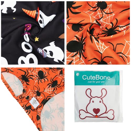 CuteBone Dog Shirts 2-Pack Soft Pet Clothes Breathable Summer Vest for Small Puppy and Stretchy Cat Apparel - color: BOO&spider, size: X-Small