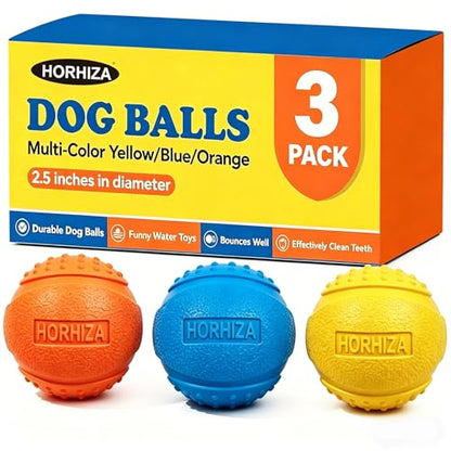 3 Pack Dog Balls, Size Medium for Dogs 20-60 lbs, Bite Resistant Elastic Balls for Dogs, Durable Rubber, Floating Dog Balls, 2.5-inch Diameter - size: 3 PCS