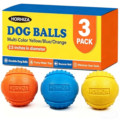 3 Pack Dog Balls, Size Medium for Dogs 20-60 lbs, Bite Resistant Elastic Balls for Dogs, Durable Rubber, Floating Dog Balls, 2.5-inch Diameter - size: 3 PCS