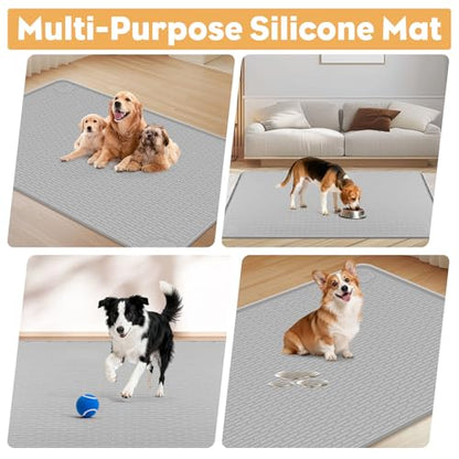 57" x40" Pee Pad Holder for Dogs Puppy Pad Holder Extra Large Silicone Pee Tray for Dog Training Floor Protection Raised Edge Dog Potty Tray, No Pee Pads(Light Grey) - color: 57" X40"light Grey