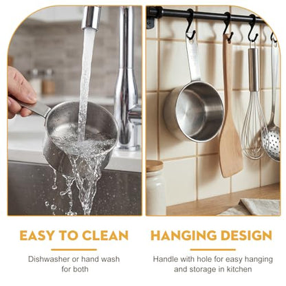 4Pcs 1 Cup Measuring Cup,Stainless Steel Measure Cups Metal Scoops for Wet and Dry Ingredients, Great Kitchen Gadgets for Cooking (1 Cup) - size: 1 Cup