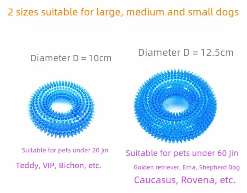Interactive Dog Chew Ring Toy with Sound, Dental Cleaning, Durable Textured Surface (Blue, Small) - color: Blue, size: Small