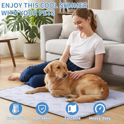 Dog Cooling Mat Non-Toxic Self Cooling Pad for Dogs Cats in Hot Summer Cool Pad Washable & Easy Clean - color: Grey, size: XL 47x29in