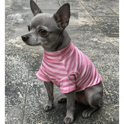 Turtleneck Dog Shirt Cute Doggie Embroidery Super Soft Dog Sweatshirt Stretchy Striped Puppy Pullover for Cats Small Medium Large Dogs (Pink Striped, X-Large) - color: Pink Striped, size: X-Large