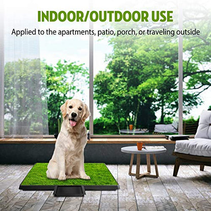Dog Litter Box, Artificial Grass for Dogs Potty with Tray, Fake Grass Patch for Dogs Indoor and Outdoor Use, Puppy Training Pad, Best for Medium and Small Dog, by GPCT