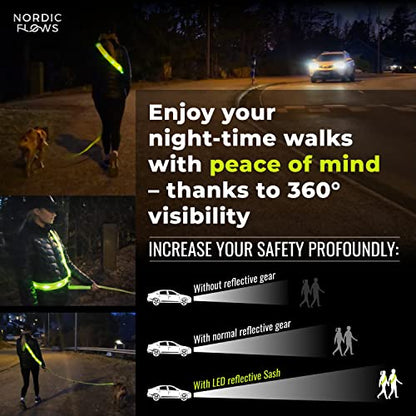 Rechargeable LED Lights Safety Vest – Reflective and Lighted Sash for Night Walks, Running, and Walking the Dog in the Dark Gear