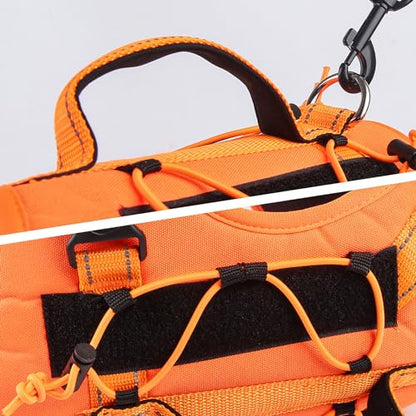 Orange Reflective Lightweight Tactical Pet Harness Vest with Handle Harness Tactical Dog Harness Vest for Walking, Hiking,Training,Outdoor,Camping (Orange, X- Large) - size: X- Large