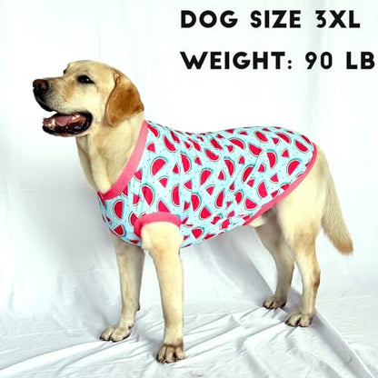Dog Sleeveless T Shirt Red Watermelon Prints Vest Shirt Soft Stretchy Summer Clothes for Large Dog Boys Girls Shirt X-Large,Red - color: Blue Watermelon, size: XL
